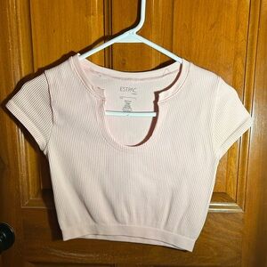 EST. Pac 1980 pink notch crop top.